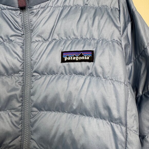 PATAGONIA Down Sweater Jacket Girls S 7-8 Light Blue Puffer Winter Coat Warm - Picture 5 of 7